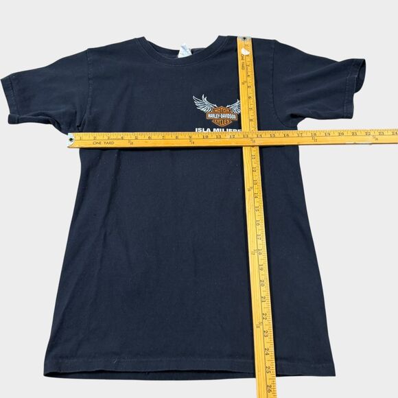 VTG Harley Davidson Shirt Mens Small Black Isla Mujeres Mexico Yazbek Winged - Picture 10 of 11